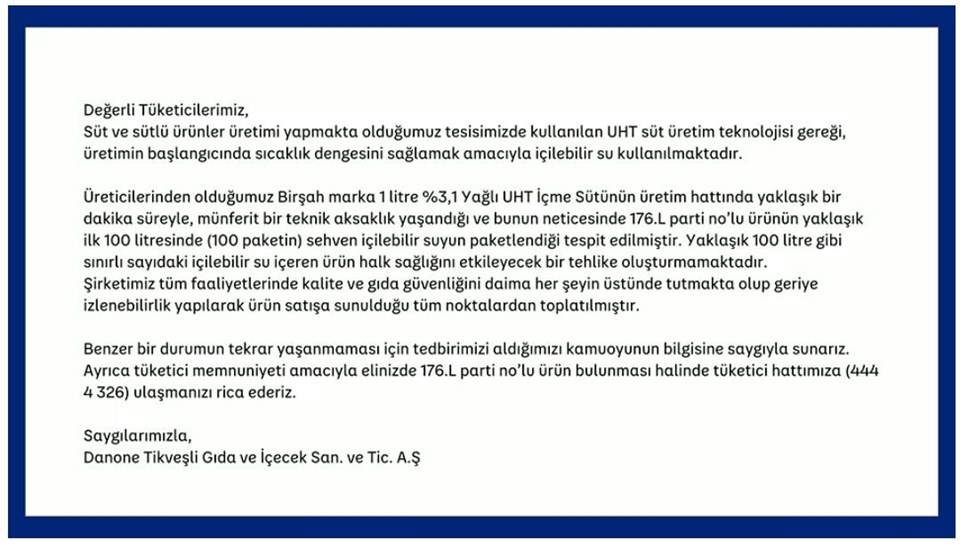 a 101de satilan birsah marka sutlerin icinden su cikti uretici sirket danone aciklama yapti urunler DqddPlwN