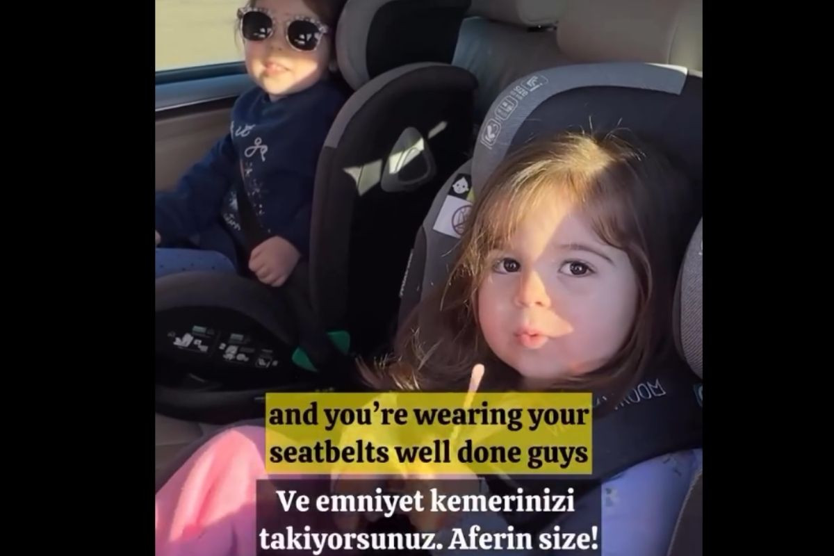 trafik baskanligindan minik fenomenler sophia ve ayla ile cocuk koltugu mesaji