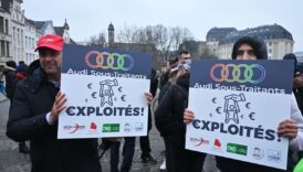 belcikada kapanacak audi fabrikasinin calisanlari eylem yapti nANCVJty