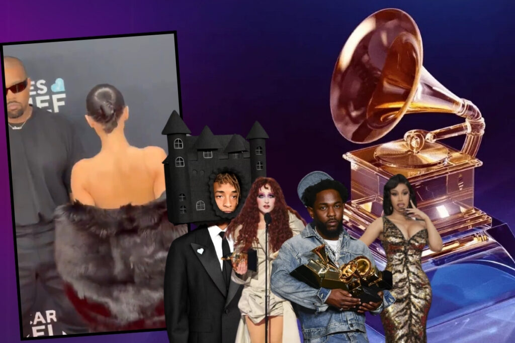 grammy odullerinde kanye westin esi bianca censori kirmizi haliya transparan bir elbiseyle cikinca odul 8laiZif5