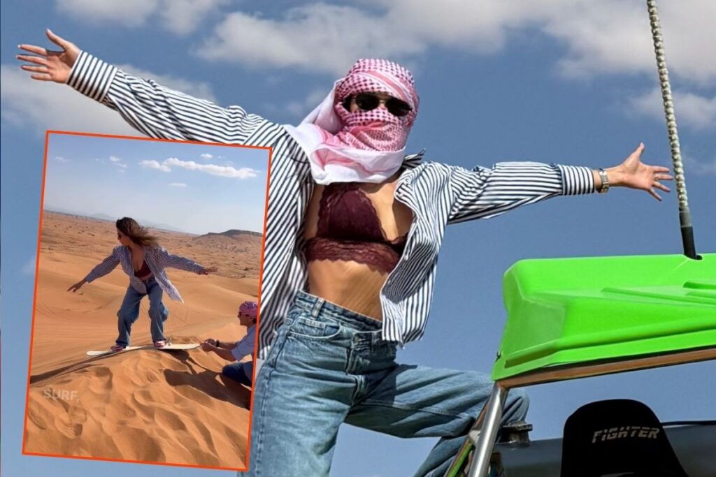 nazli kayaaslan gomleginin dugmelerini cozdu dubaide kum sorfu yapti b6MQ6SOr