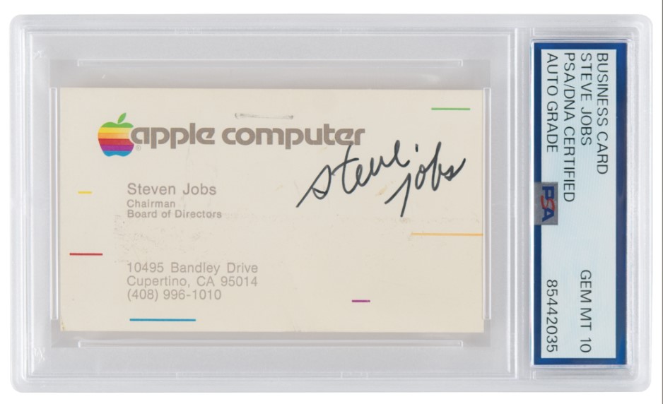 abdde bir muzayede evinin satisa cikarttigi steve jobs imzali kartvizit abdnin ilk baskani washingtonun