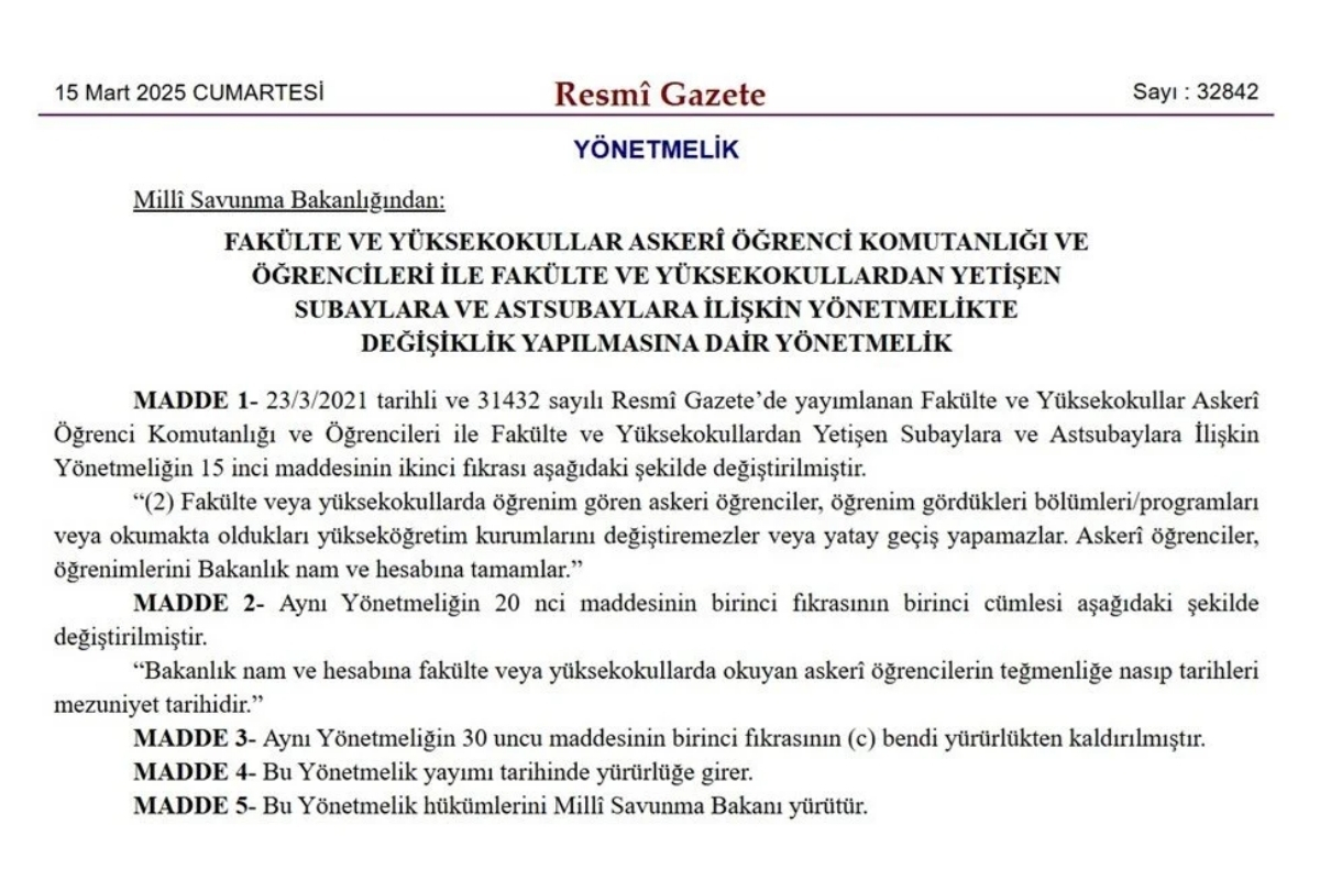 askeri ogrenciler icin yapilan yeni duzenlemede yatay gecis ve bolum degisikligi yasagi geldi 0 jc1T2Tum