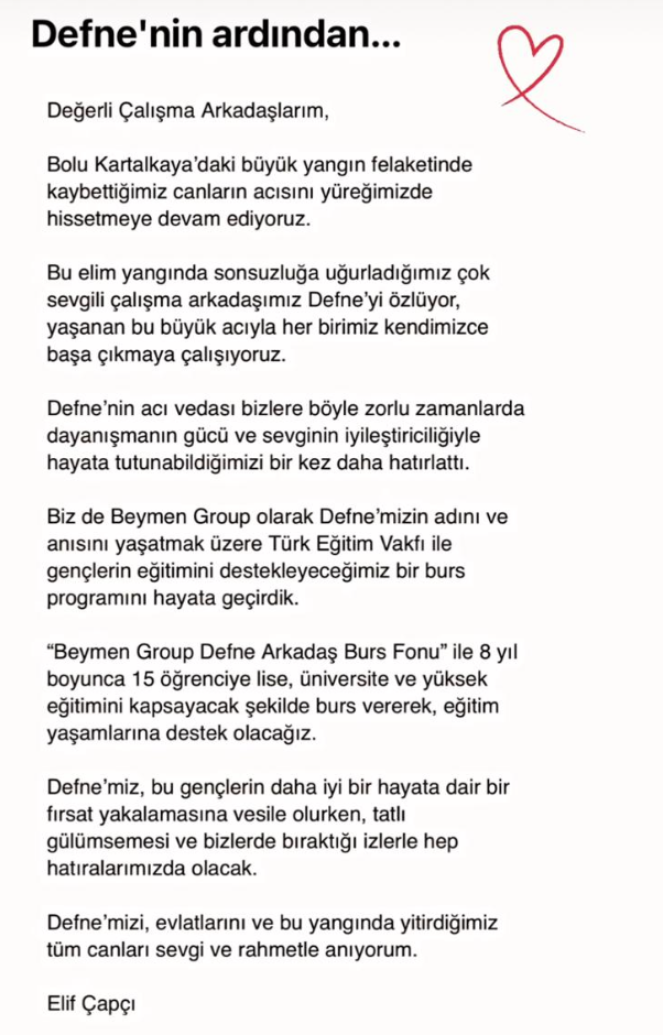 beymen kartalkayadaki otel yangini faciasinda hayatini kaybeden beymen group satinalma muduru defne arkadasi unutmadi WWNeJYKr