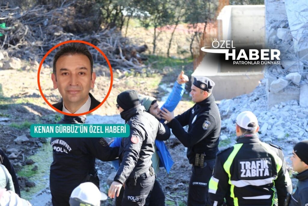 bodrumda sit alanina insa edilen villalari yikmaya calisan belediye ekiplerinin karsisina insaat iscileri cikti cfOeSCnV