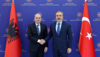 disisleri bakani hakan fidan arnavutluk disisleri bakani ile gorustu hedefimiz ticaret hacmimizi 2 milyar lCSsOdqg