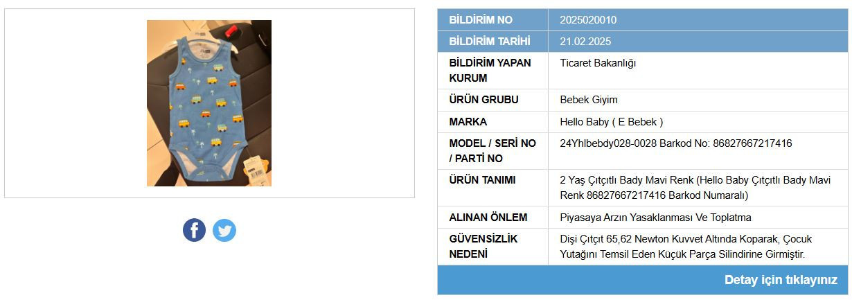 ticaret bakanligindan hello baby tarafindan satilan bebek tulumuna bogulma riski nedeniyle toplatilma karari 0 YbJYBZzj