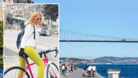 etel baler ozel yapim pembe bisikletiyle bogazda spor yaparken dikkatleri uzerine cekti 3niERhBY