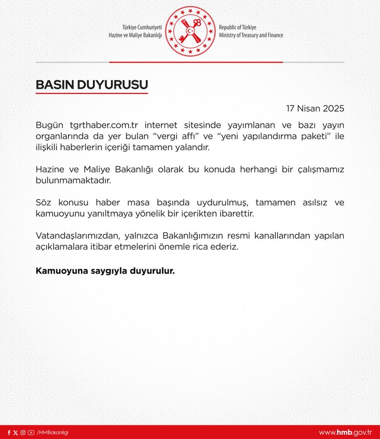 mehmet simsek paylasti bakanliktan vergi affi haberlerine yalanlama 0 srV3vLJ7