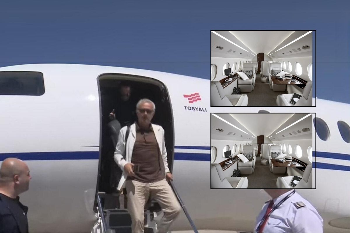 2 haziran 2024te tosyali holdinge ait ozel jetle istanbula gelen mourinho bugun terminalde tek
