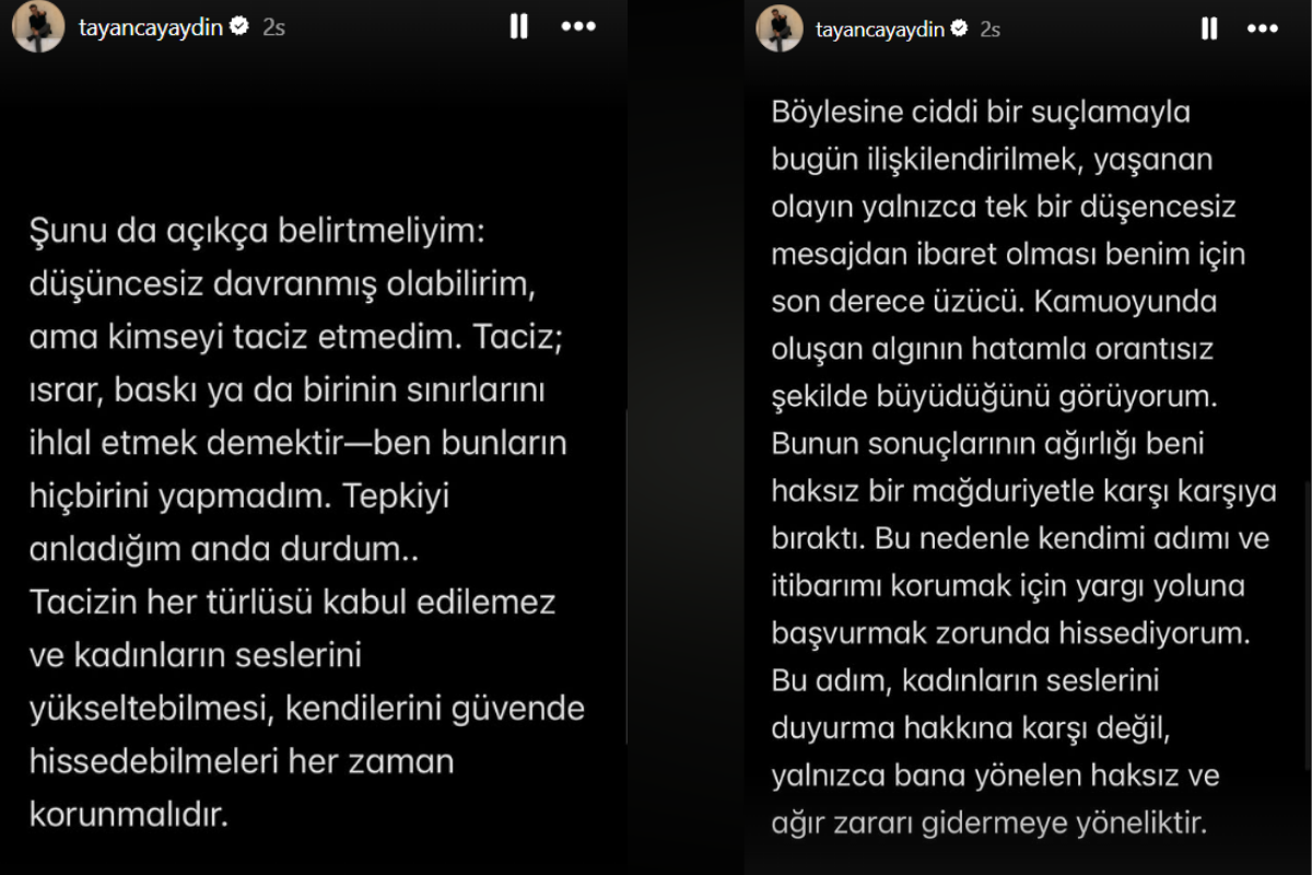 Akkaya'ya mesaj attığını kabul eden Tayanç Ayaydın’dan taciz iddialarına ilk yanıt: Taciz etmedim 2 akkayaya mesaj attigini kabul eden tayanc ayaydindan taciz iddialarina ilk yanit taciz etmedim 1