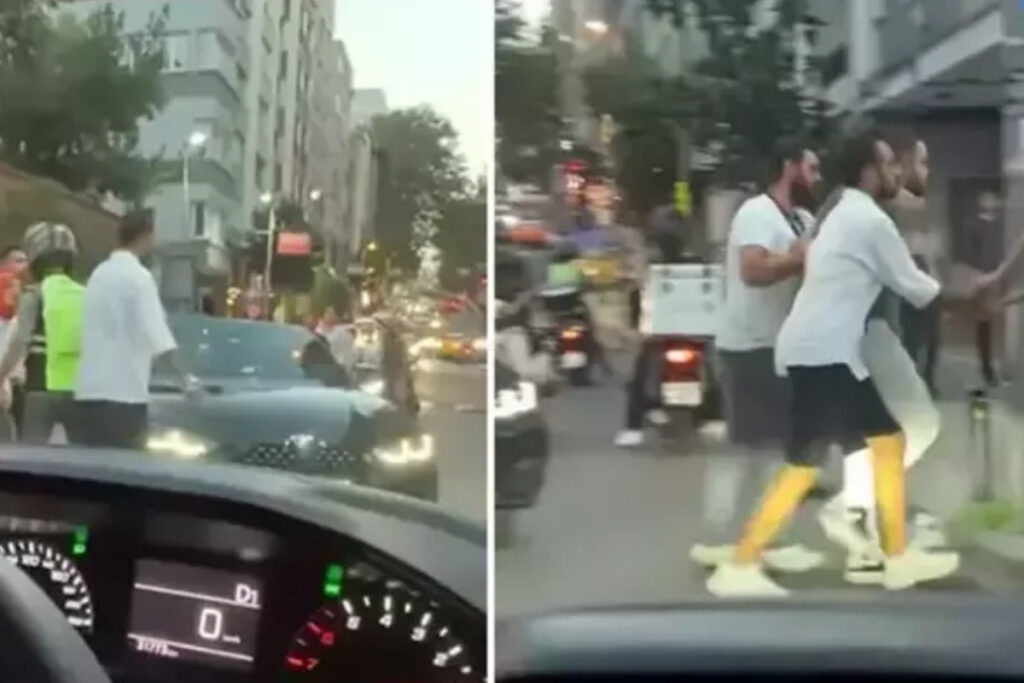nisantasinda trafikte yol verme tartismasi kanli bitti sopali kavga cep telefonu kamerasina yansidi CL3U2T63