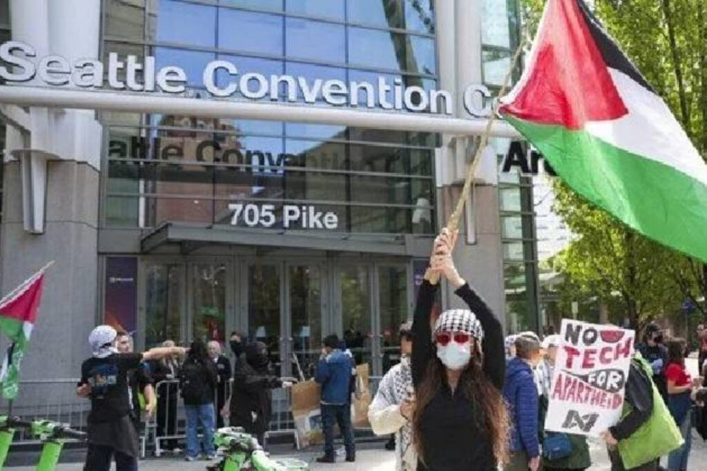 no azure for apartheid grubu microsoftun filistinlilere yonelik askeri operasyonlarda kullandigi iddia edilen teknolojisini QND48rra