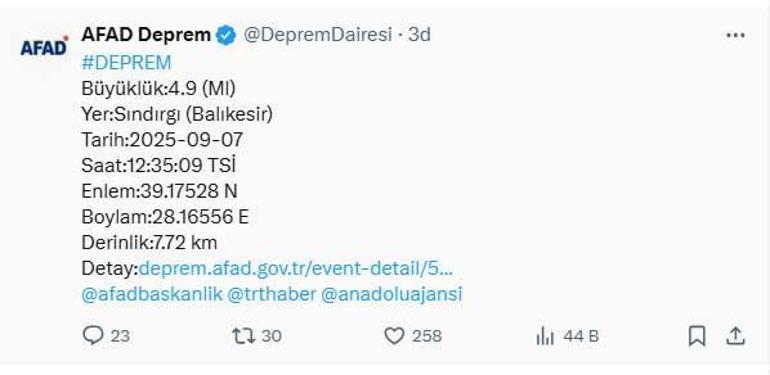 balikesir singirli merkezli 49 buyuklugunde bir deprem meydana geldi 0 lbhmC1bs