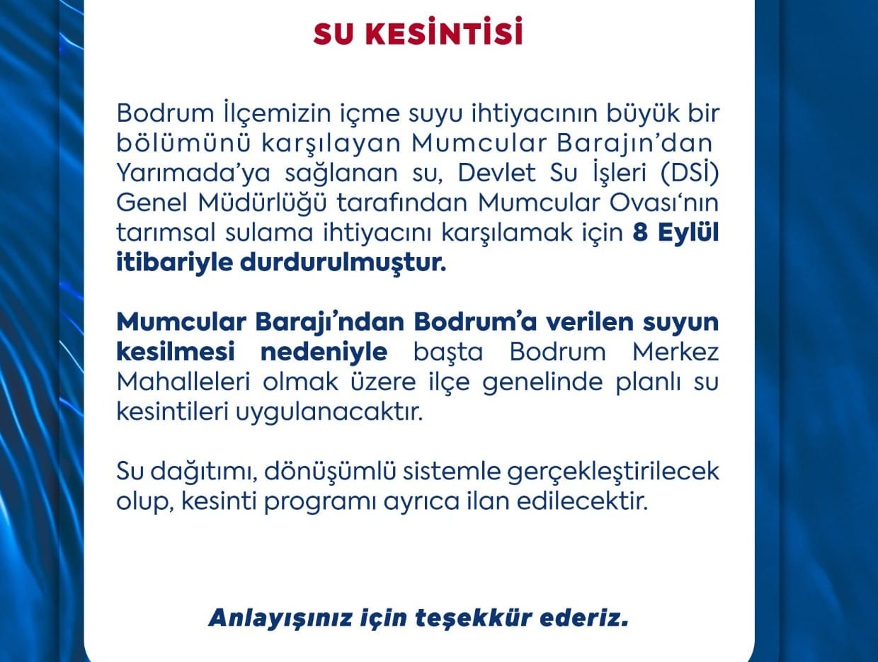 dsi bodruma icme suyu saglayan mumcular barajini tarimsal sulamaya tahsis etti belediye planli su mCSqnrqh