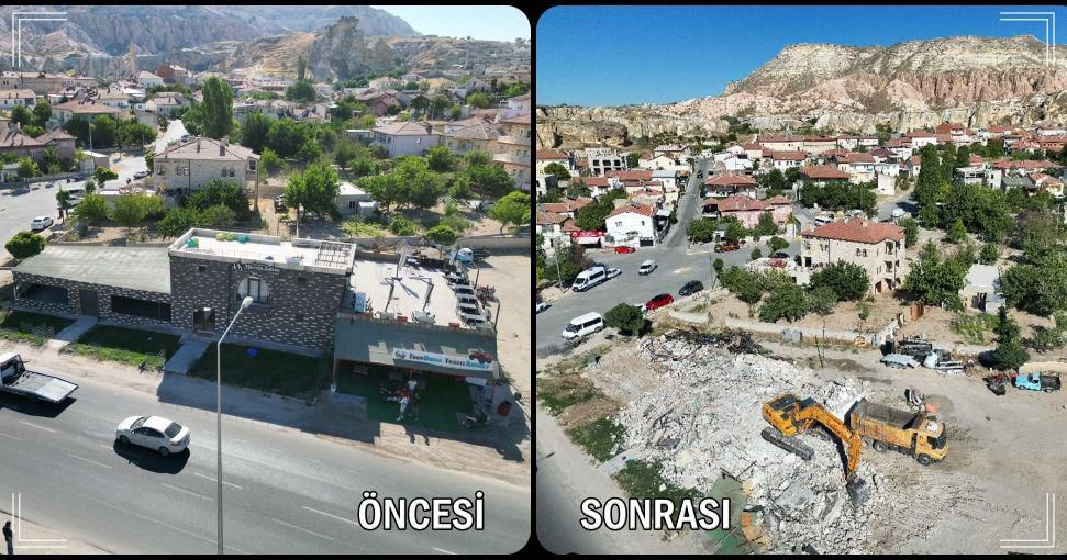 kapadokyada peribacalarinin yaninda izinsiz sekilde insa edilen otel ve restoran yikildi 2 mynJCc2E