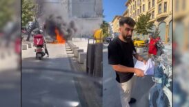 trafik cezasi alan surucu sinirlenince motosikletini yakti sdBeHpKs
