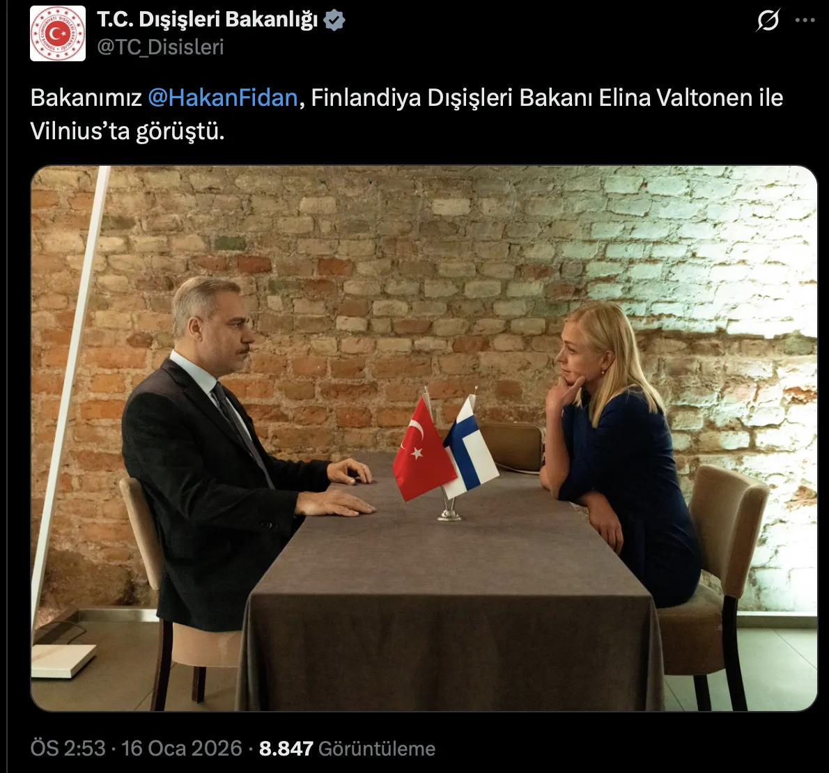 disisleri fotograf paylasti hakan fidan ve finlandiyali mevkidasi gorustu 0 zMArwICX