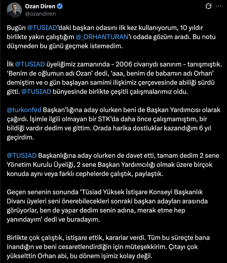 tusiadin yeni patronu koltuga oturdu ilk mesajini yerine geldigi orhan turana gonderdi 0